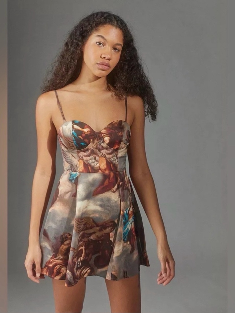 Urban Outfitters Renaissance Art Print Bustier Mini Dress Size Small Corset